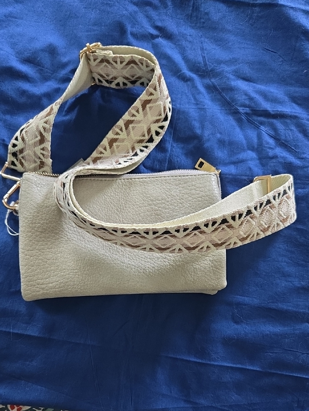 New Jen&Co Neutral Cream Crossbody Bag with Decorative Strap